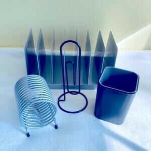 Vtg Spiral Organizer Note Holder Sorter Cup Office Supplies Paperclip Note Stand